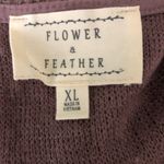 Flower & Feather Knit Top Short Sleeves Split Neckline Lightweight Rose Pink XL Photo 9