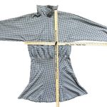 Vintage 70s Check Squares Shirred Blue Cream Tan Turtleneck Dress size S / M Photo 6