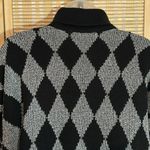 Silvercord Vintage 1990s Black Silver Diamond Pattern Turtleneck Sweater Large Photo 11