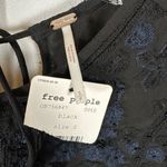 Free People NWT  FP Retro Femme Black Semi-Sheer Blouse Beaded Tassel Ties S Photo 4