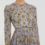 Mac Duggal  5533 Platinum Embellished High Neck Long Sleeve A Line Gown Dress Photo 3