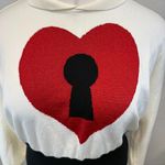Unique Vintage Ivory Keyhole Heart Sweater - Size 20 Photo 2
