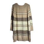 LuLaRoe  Tan Beige Stripe Long Sleeve Sweater Dress Knit Women's Size L Photo 2