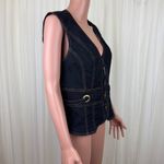 Bisou Bisou Women's Y2K Denim Jean V-Neck Vest Size Large Blue Photo 3