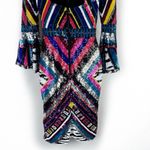 Alice + Olivia  Jae Rainbow Multicolor Sequin Mini Dress Gown Flare Sleeves Sz 4 Photo 7