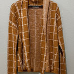 Retrology Rust Orange White Plaid Print Open Front Cardigan Size L Size L Photo 0