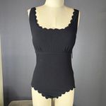 Charmo Women’s Black Scalloped Swimsuit One Piece Square Neck SPF50+ Size M NWT Size M Photo 2