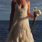 ZARA  dress sundress lace ivory cream flowy ruffle strapy boho summer vacation  Photo 2