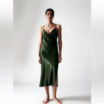 ZARA  midi draped slip dress Size XS Photo 4