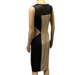 Enfocus Studio Enfocus Black Tan Sueded Slimming Sleeveless Mesh Top Midi Dress Womens 6 Photo 2