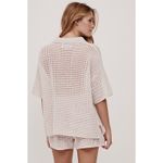 NEW Naked Cashmere Wren Crochet Short Sleeve Cashmere Shirt in Alabaster Medium White Photo 1