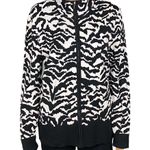 Jones New York Black and White abstract zebra zipper sweater jacket. Large. EUC Photo 1