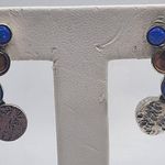 Sterling Silver, Gold Plated, & Blue Opal Post Earrings Photo 0