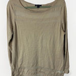 Brooks Brothers Tan Burnout Stripe Round Neck Silk Blend Sweater Size Large Photo 0