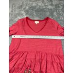 Deletta  Peplum Top Ruffle Hem Long Sleeve V-Neck Blouse Coral‎ Pink XSP Photo 8