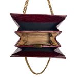 American Vintage Vtg Don Lester burgundy lizard-embossed pattern gold chain double handle bag Photo 6