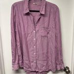 Beach Lunch Lounge Shirt Womens XL Pink White Stripe Button Up Office Casual Photo 0