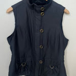 Tribal Black Faux Fur Lined Vest Size Medium Zip Up Buckle Accents Photo 0