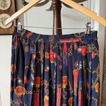 Vintage Military Medal Print Navy Blue Pleated Women's Midi Skirt Size 8 Photo 1