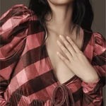 Anthropologie  Blouse Maeve Velvet Babydoll Top V-neck Long Sleeve Pink Sz L Photo 0