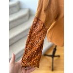 Anthropologie  Marigold Orange Waffle Knit Floral Sleeve Blouse Photo 4