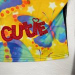 Vintage Y2K Style N&B Black Mesh Sleeve Butterfly Blouse Womens M Colorful Sheer Yellow Size M Photo 8