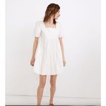 Madewell  Petite‎ Poplin Puff-Sleeve Tiered White Babydoll Mini Dress Size 4 Photo 2