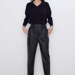 ZARA Belted Faux Leather Pants Photo 0