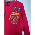 Work in Progress Red Knit Christmas Sweater Button Down Tree Size XL Womens Photo 4