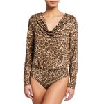 WAYF NWT  X Nordstrom Solano Leopard-Print Cowl-Neck Bodysuit Photo 2
