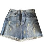 McGuire Denim MCGUIRE IZABEL EMBROIDERED BLUE DENIM RAW HEM HIGH RISE MINI SKIRT 26 Photo 4