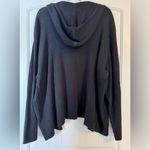 Denim & Co  Women Black Ribbed Knitted Long Sleeve Zipper Hooded Sweater Jacket Photo 7