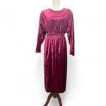 Vintage Fashion Code USA 2 Piece Velvet Burgundy Long Sleeve Skirt Set Women 1X Photo 2