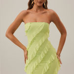 Oh Polly  Tatiana Bandeau Ruffle Detail Mini Dress in Lime Green Size 0 NWOT Photo 0