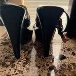 Coach  Black Leather Logo Sandals with Silver Accents Photo 4