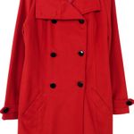 Charlotte Russe Red Wool Pea Coat Small Long Double Breasted Peacoat Photo 5