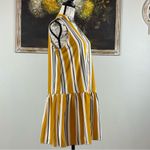 Nine West  Womens Size Small Yellow White Striped Sleeveless Drop Waist Dress Photo 3