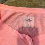 Hollister Y2K Style Orange Peach Short Sleeve Henley T Shirt Burnout Material S Photo 3