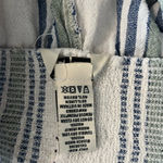 Indigo Rein  Blue Green and White Striped Linen Blend Pull On Wide Leg Pants Photo 3