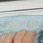 American Eagle Distressed Stretch Denim Jean Shorts Mint Green Size 4 Photo 2