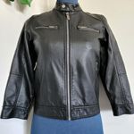 Black Rivet Faux Leather Moto Jacket Photo 2