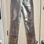 We Wore What 💖  Silver Mirror Straight Leg Faux Leather Pants Photo 2