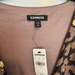 EXPRESS Women Animal Print Fit-N-Flare High Low Dress Large Photo 3