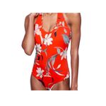 Athleta  Size Medium Waimea Halter Plunge One Piece Swimsuit‎ Floral Red Orange Photo 1