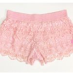 No Boundaries NOBO Tiered Crochet Shorts Layered Pink Floral Lace Knit Cut-Outs Cutouts Skort Photo 4