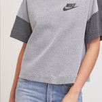Nike  Women's Gray and Black Short Sleeve Cotton Crop Top Photo 0