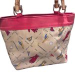 Liz Claiborne  Vintage Cloth Golf Theme Bamboo Tote Bag Photo 1