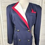 Danny & Nicole Vintage 80's Double Breasted Midi Dress Navy/Multi-8 Photo 1