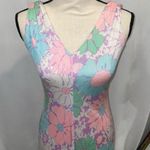 Vintage 70’s pastel floral maxi boho hippie festival maxi dress w/matching shirt Blue Photo 2