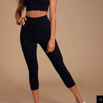 Lulus Lulu’s Stay Extra High Waist Black Ribbed Cropped Capri Pants Size S Photo 0